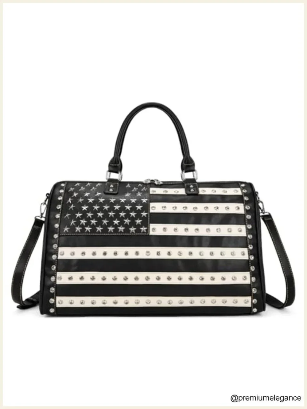 Faux Leather Studded Weekender Duffle Bag Carry-On Travel